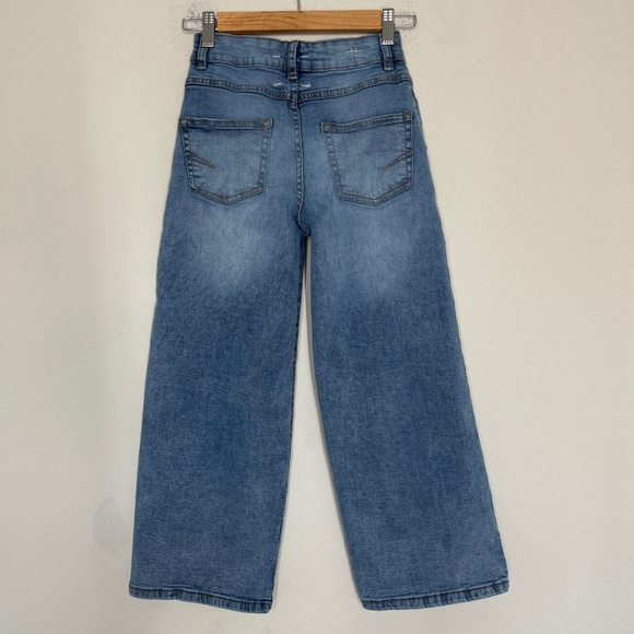 Habitual Wide Leg Jeans Girls Size 10 Blue Pleated Front Medium Wash Pockets - Picture 4 of 13